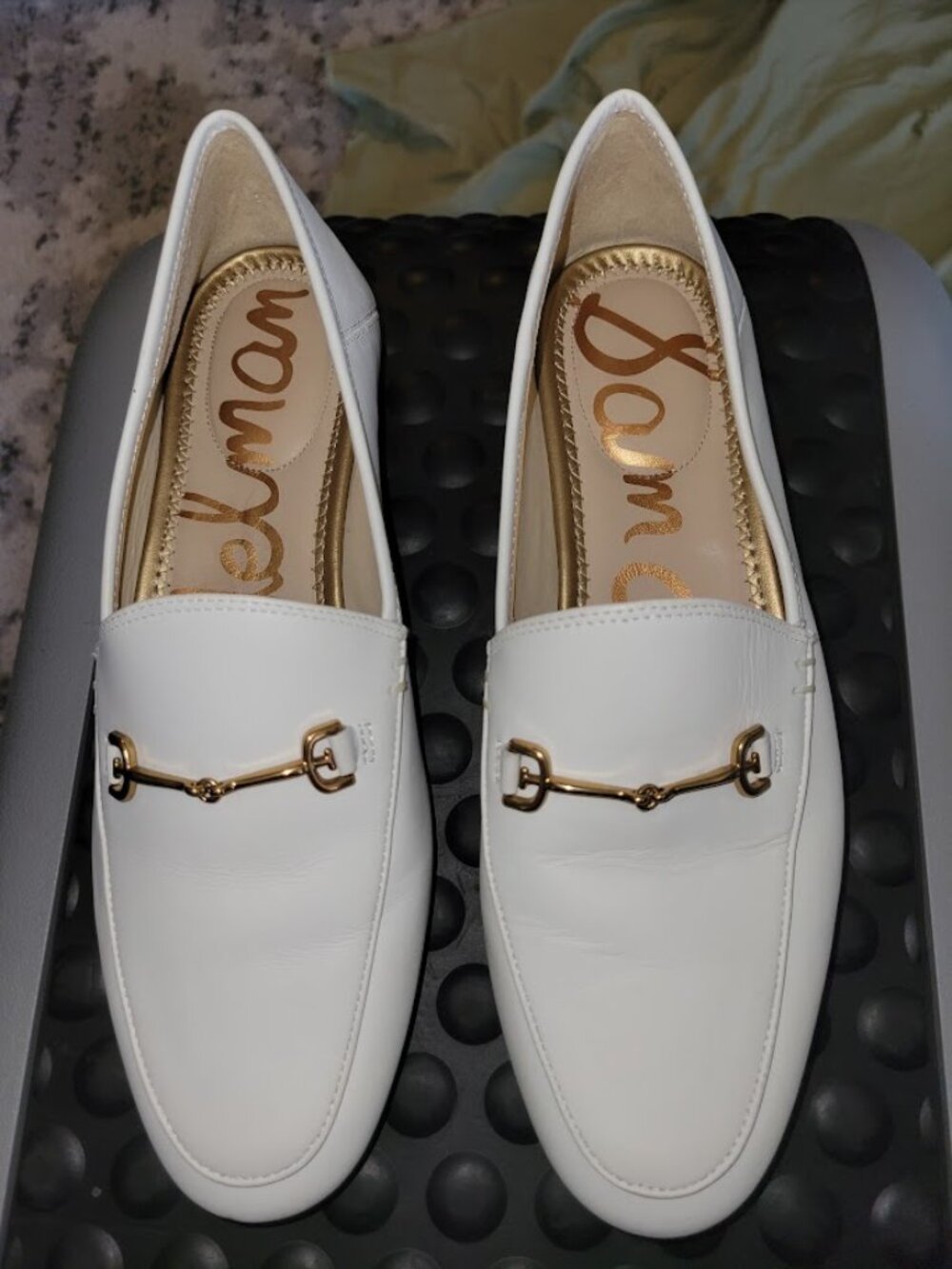 Sam Edelman Loraine White Leather Horsebit Loafers Women’s 7 qst